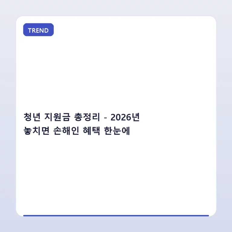 청년 지원금 총정리 – 2026년 놓치면 손해인 혜택 한눈에