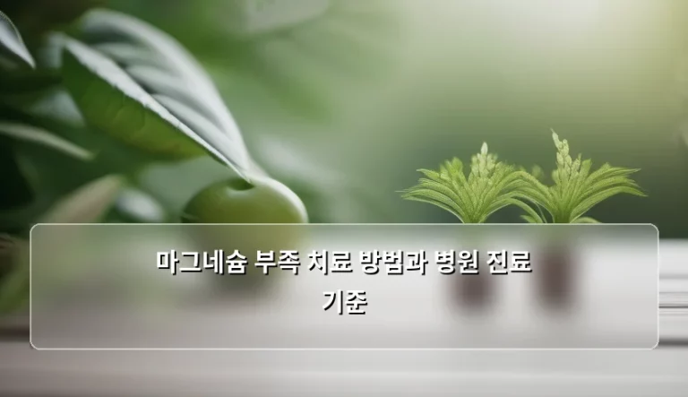마그네슘 부족 치료 방법과 병원 진료 기준, 제대로 알고 대처하는 방법