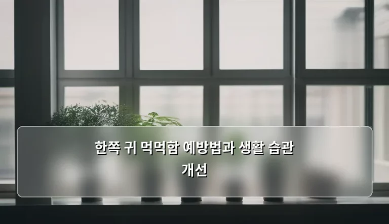 한쪽 귀 먹먹함 예방법과 생활 습관 개선 가이드