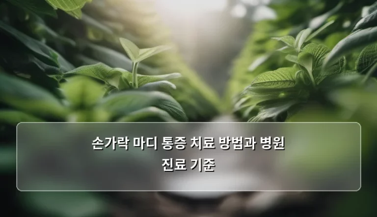 손가락 마디 통증 치료 방법과 병원 진료 기준, 방치하면 안 되는 이유