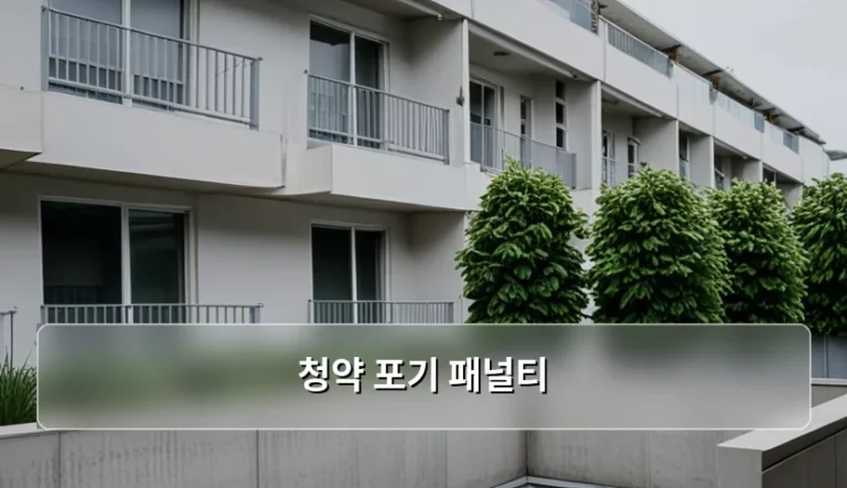 청약 포기 패널티 기준과 주의사항 정리